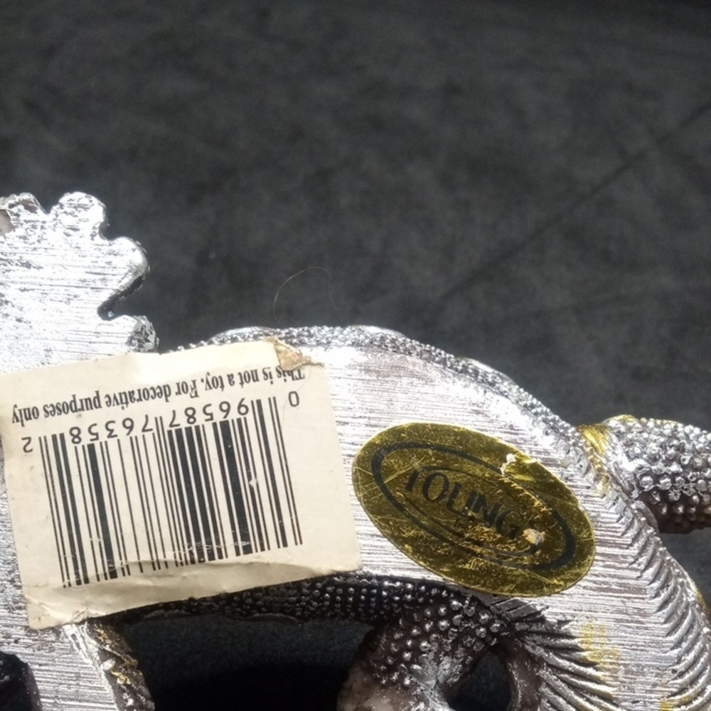 Gray and Gold Reptile Figurine with Sparkling Gems - Picture 3 of 16